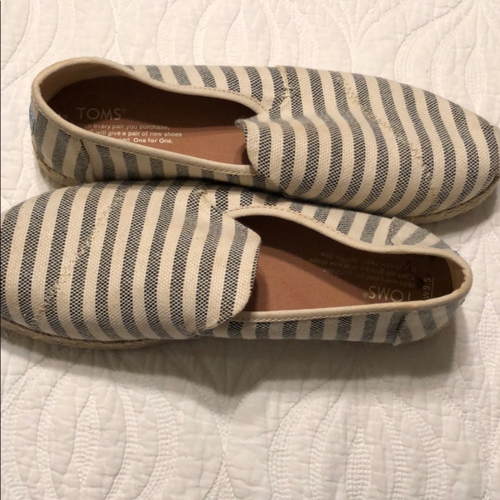 Cute! Navy stripe Toms.